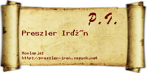 Preszler Irén névjegykártya